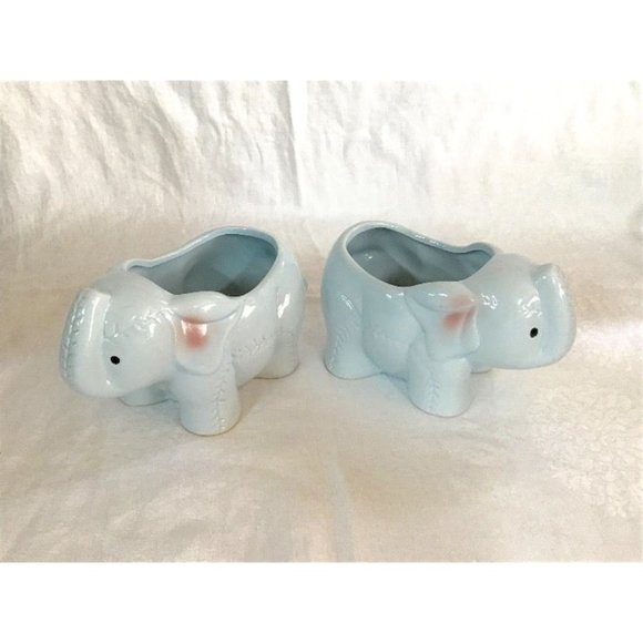 Pair of Ceramic Baby Elephant Planters - Picture 2 of 12